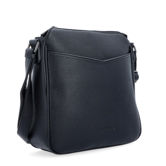 Střední crossbody kabelka s přední kapsou na cvoček Carmelo materiál syntetická kůže zapínání na zip barva černá velikost střední 4331 C