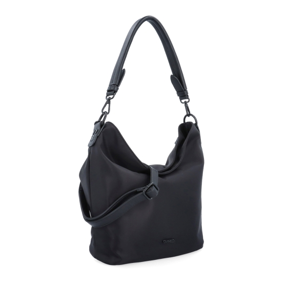 Elegantní dámská kabelka se dvěma popruhy Carmelo materiál nylon zapínání na zip barva černá velikost střední 6603 C