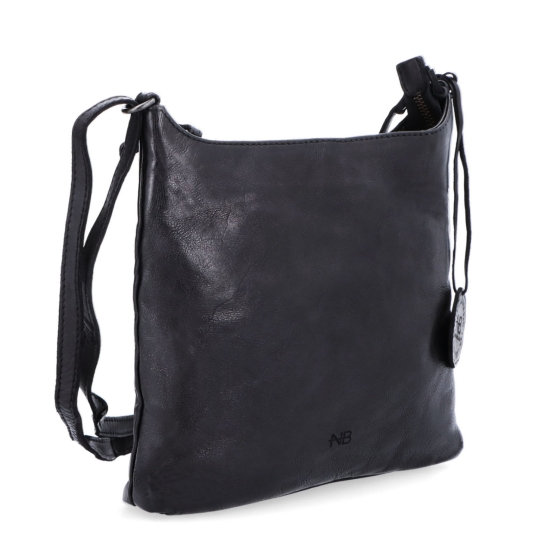 Kožená crossbody kabelka pro každý den Noelia Bolger materiál kůže zapínání na zip barva černá velikost malá NB 2404 C