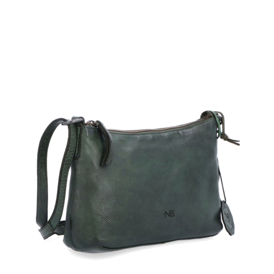 Praktická kožená crossbody na každý den Noelia Bolger materiál kůže zapínání na zip barva zelená velikost malá NB 2406 ZE
