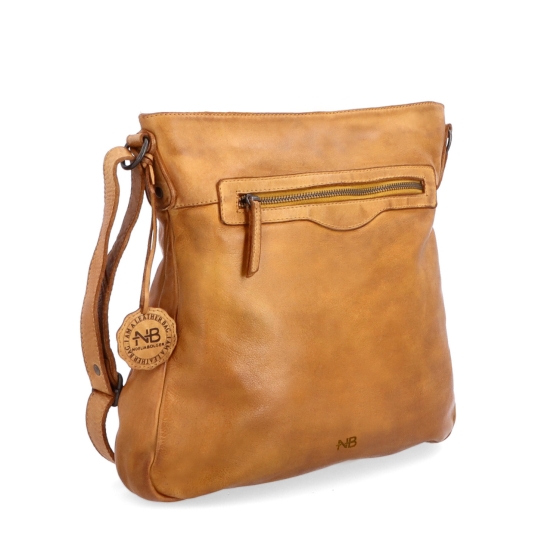 Kožená crossbody s přední zipovou kapsou Noelia Bolger materiál kůže zapínání na zip barva žlutá velikost střední NB 2103 ZLU