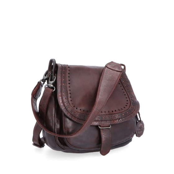 Kožená crossbody kabelka se zdobenou klopou Noelia Bolger materiál kůže zapínání s klopou barva vínová velikost střední NB 2030 BO