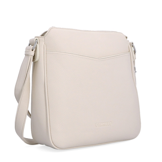 Střední crossbody kabelka s přední kapsou na cvoček Carmelo materiál syntetická kůže zapínání na zip barva béžová velikost střední 4331 BE