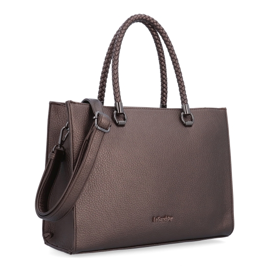 Dámská kabelka s odnímatelným crossbody popruhem Le Sands materiál syntetická kůže zapínání na zip barva metalická velikost střední 4648 BR
