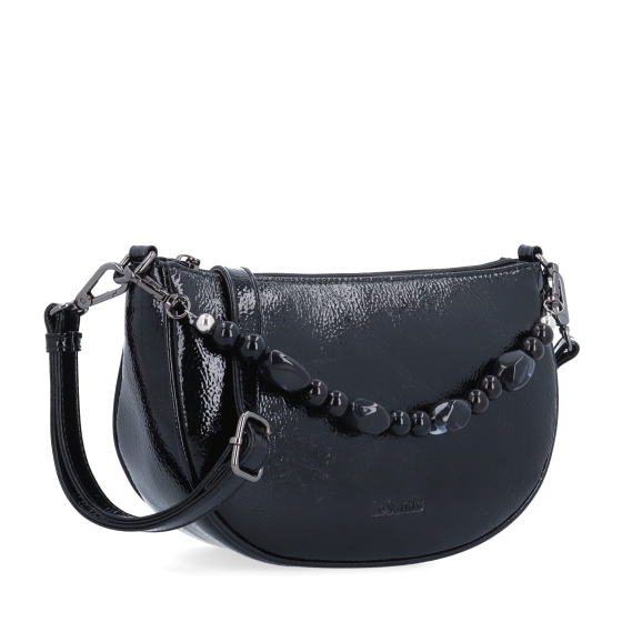 Stylová crossbody kabelka s odnímatelným ozdobným řetízkem Le Sands materiál syntetická kůže zapínání na zip barva černá velikost malá 4639 C