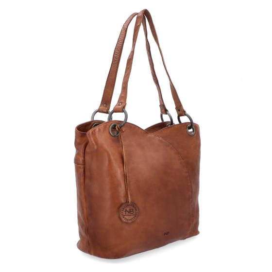 Velká kožená shopper kabelka ve vintage stylu Noelia Bolger materiál kůže zapínání na zip barva koňaková velikost velká NB 2011 KO