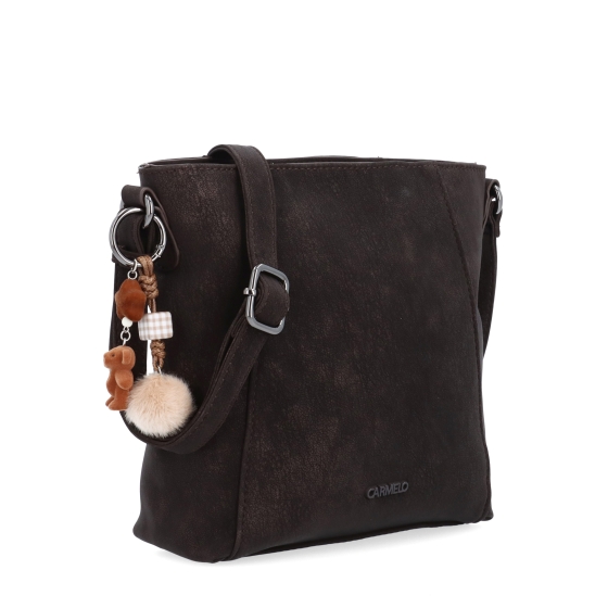 Stylová crossbody kabelka s odepínacím přívěskem Carmelo materiál syntetická kůže zapínání na zip barva hnědá velikost malá 4662 TH