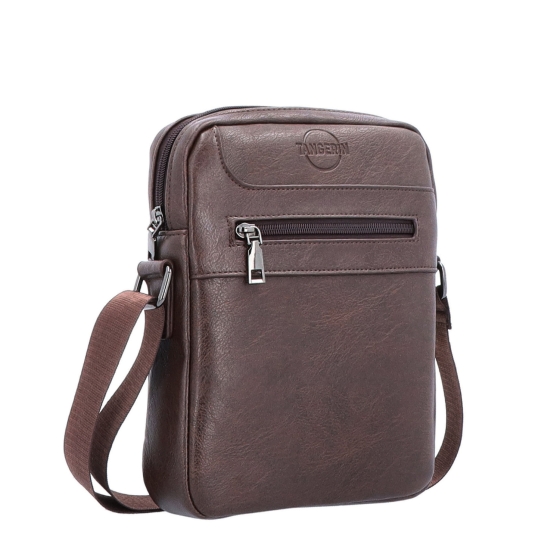 Crossbody taška přes rameno Tangerin materiál syntetická kůže zapínání na zip barva hnědá velikost střední 2324 H