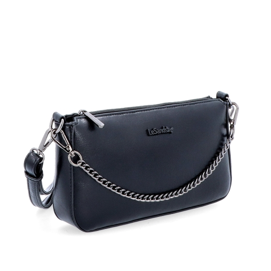 Malá crossbody kabelka s ozdobným řetízkem Le Sands materiál syntetická kůže zapínání na zip barva černá velikost malá 7714 C
