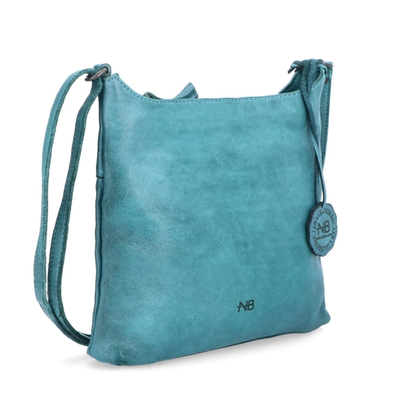 Kožená crossbody kabelka pro každý den Noelia Bolger materiál kůže zapínání na zip barva tyrkysová velikost malá NB 2404 TYR