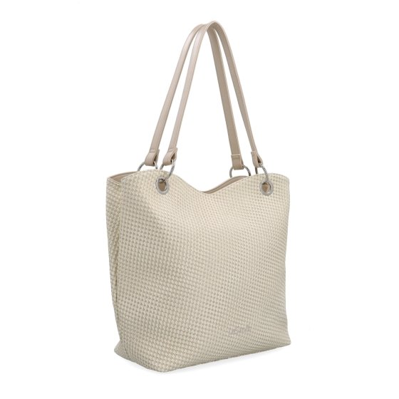Praktická shopper kabelka s členěným interiérem Le Sands materiál syntetická kůže zapínání na zip barva béžová velikost velká 4619 IVO