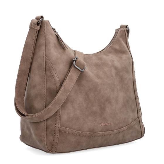 Crossbody syntetická kabelka s prošitím Tangerin materiál syntetická kůže zapínání na zip barva hnědá velikost střední 1104 H