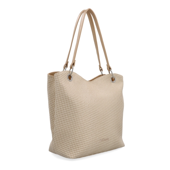 Praktická shopper kabelka s členěným interiérem Le Sands materiál syntetická kůže zapínání na zip barva béžová velikost velká 4619 NAT