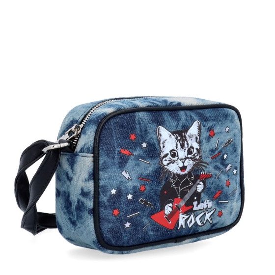 Malá džínová crossbody kabelka Indee materiál textil zapínání na zip barva modrá velikost malá 9305 01
