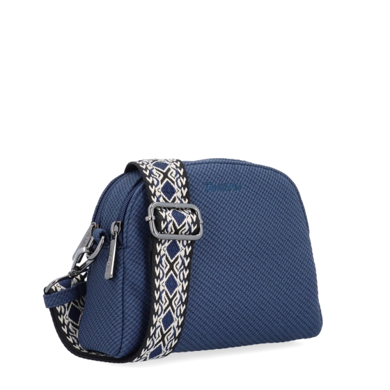Stylová crossbody kabelka s texturovaným povrchem Tangerin materiál syntetická kůže zapínání na zip barva modrá velikost malá 4365 M