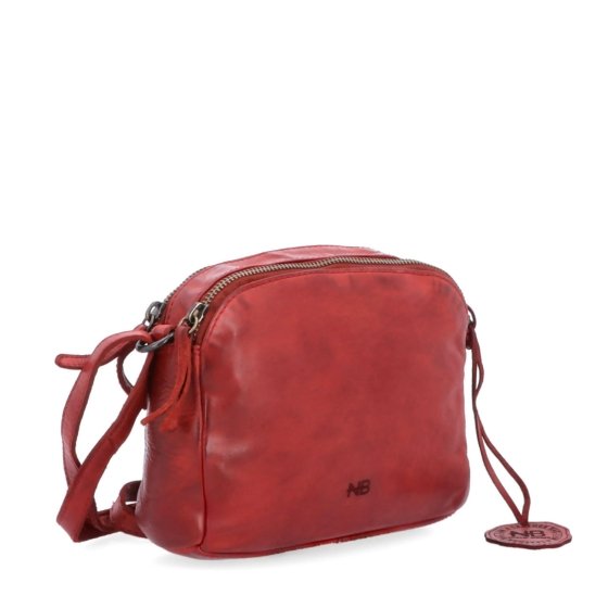 Kvalitní kožená crossbody kabelka Noelia Bolger materiál kůže zapínání na zip barva červená velikost malá NB 2408 CV