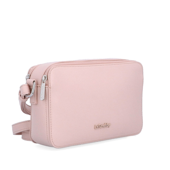 Praktická crossbody kabelka se dvěma kapsami Le Sands materiál syntetická kůže zapínání na zip barva růžová velikost malá 7717 R