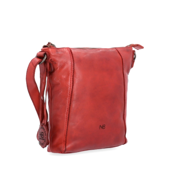 Malá kožená crossbody s prošitím Noelia Bolger materiál kůže zapínání na zip barva červená velikost malá NB 2086 CV