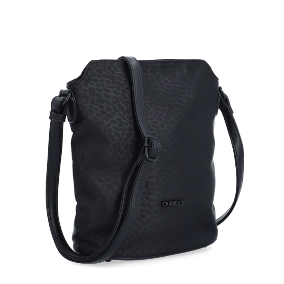Praktická crossbody kabelka s extra kapsou Carmelo materiál nylon zapínání na zip barva černá velikost malá 6607 C LE