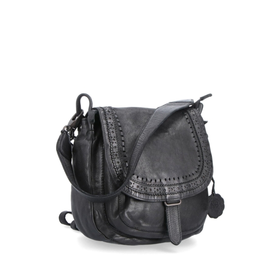 Kožená crossbody kabelka se zdobenou klopou Noelia Bolger materiál kůže zapínání s klopou barva černá velikost střední NB 2030 C