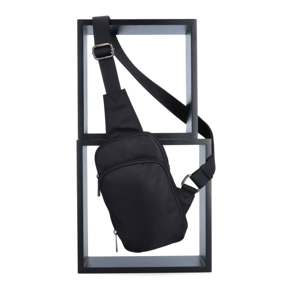 Praktická crossbody taška na mobil a peněženku Carmelo materiál nylon zapínání na zip barva černá velikost malá 6600 C