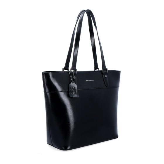 Kožená shopper kabelka Noelia Bolger materiál kůže barva černá velikost velká NB 0076 C