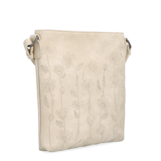 Středně velká crossbody kabelka s motivem Indee materiál syntetická kůže zapínání na zip barva béžová velikost malá 6329 BE