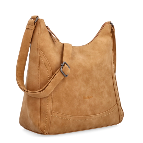 Crossbody syntetická kabelka s prošitím Tangerin materiál syntetická kůže zapínání na zip barva koňaková velikost střední 1104 CAM