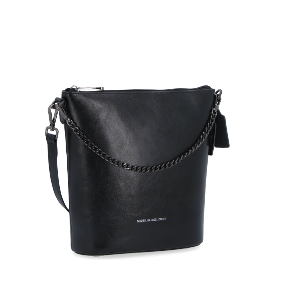 Elegantní kožená crossbody s řetízkem Noelia Bolger materiál kůže zapínání na zip barva černá velikost malá NB 0048 C