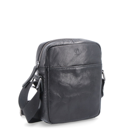 Malá kožená crossbody Poyem materiál kůže zapínání na zip barva černá velikost malá 2213 Poyem C