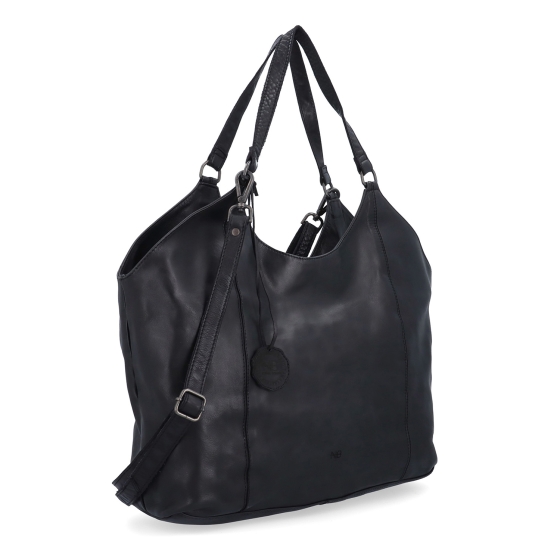 Velká kožená kabelka s uchy a crossbody popruhem Noelia Bolger materiál kůže zapínání na zip barva černá velikost velká NB 2429 C