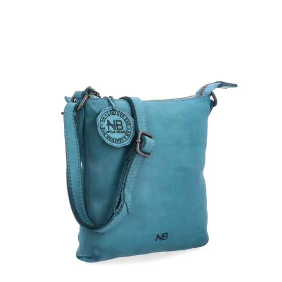 Elegantní kožená crossbody kabelka Noelia Bolger materiál kůže zapínání na zip barva tyrkysová velikost malá NB 2415 TYR