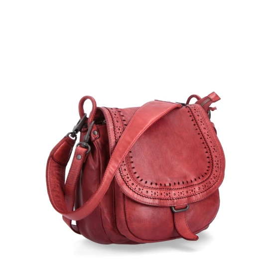 Kožená crossbody kabelka se zdobenou klopou Noelia Bolger materiál kůže zapínání s klopou barva červená velikost střední NB 2030 CV
