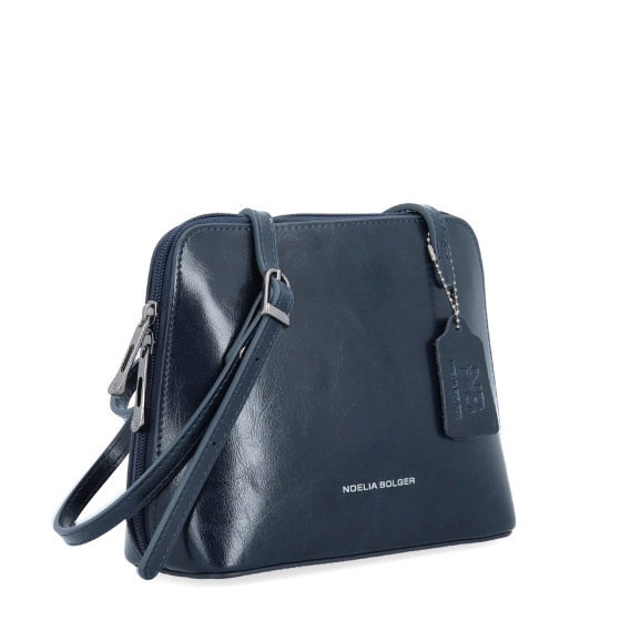 Kožená crossbody kabelka s promyšleným členěním Noelia Bolger materiál kůže zapínání na zip barva modrá velikost malá NB 0115 TM