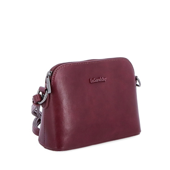 Minimalistická crossbody kabelka Le Sands materiál syntetická kůže zapínání na zip barva vínová velikost malá 7710 BO