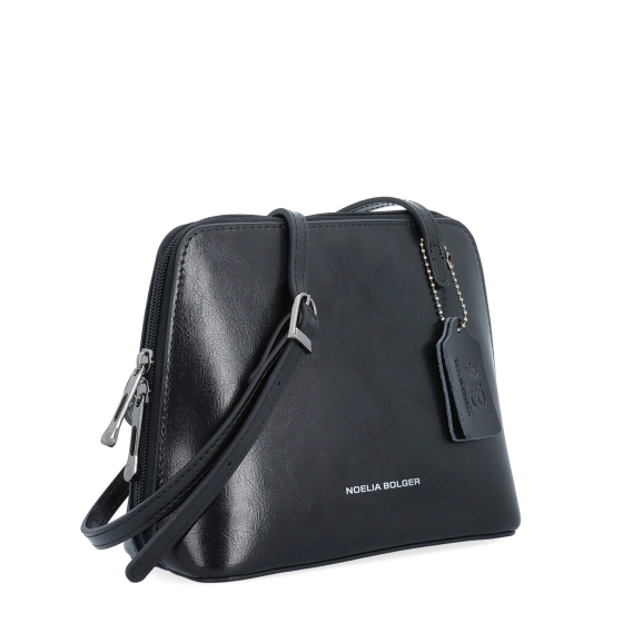 Kožená crossbody kabelka s promyšleným členěním Noelia Bolger materiál kůže zapínání na zip barva černá velikost malá NB 0115 C