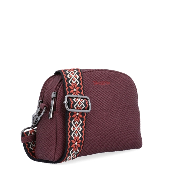 Stylová crossbody kabelka s texturovaným povrchem Tangerin materiál syntetická kůže zapínání na zip barva vínová velikost malá 4365 BO