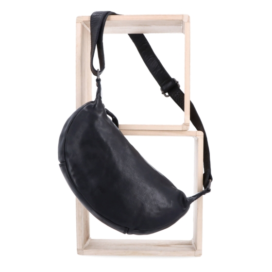 Malá kožená moonbag kabelka Noelia Bolger materiál kůže zapínání na zip barva černá velikost malá NB 2411 C