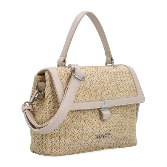 Elegantní straw kabelka do ruky i crossbody Le Sands materiál syntetická kůže zapínání na zámeček barva béžová velikost malá 4615 BE