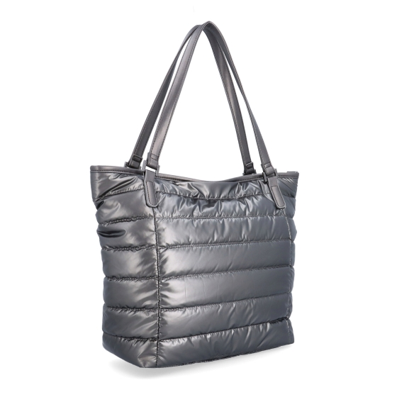 Shopperka přes rameno z nadýchaného materiálu Carmelo materiál nylon zapínání na zip barva metalická velikost velká 4385 TI