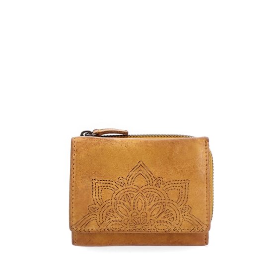 Malá kožená peněženka v boho stylu Noelia Bolger materiál kůže zapínání na cvoček barva žlutá velikost malá 5124 NB ZLU