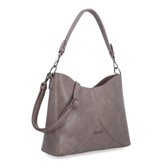 Designová kabelka s popruhem a uchem Le Sands materiál syntetická kůže zapínání na zip barva taupe velikost střední 7732 T