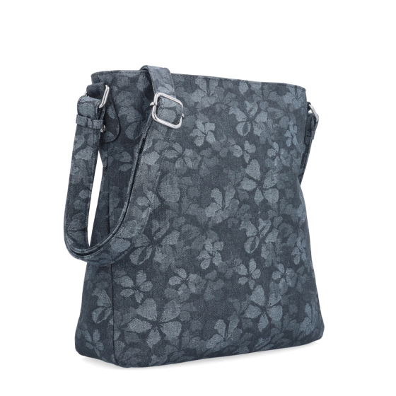 Crossbody kabelka s jemným květinovým vzorem Carmelo materiál syntetická kůže zapínání na zip barva černá velikost střední 4601 C