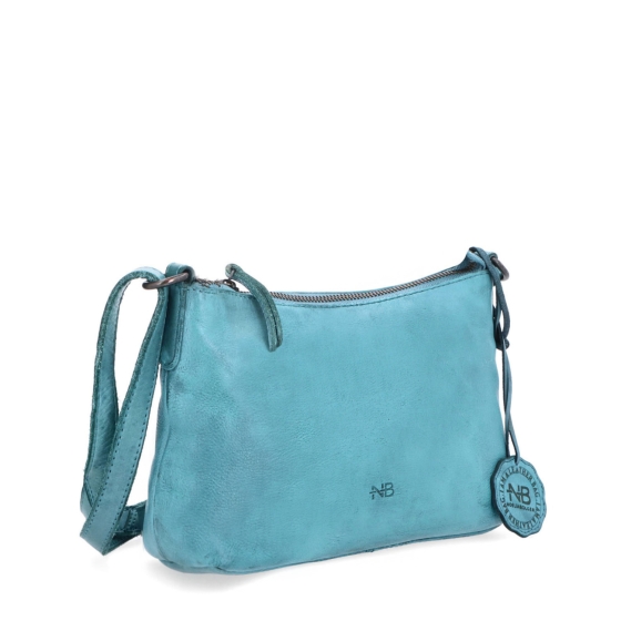Praktická kožená crossbody na každý den Noelia Bolger materiál kůže zapínání na zip barva tyrkysová velikost malá NB 2406 TYR