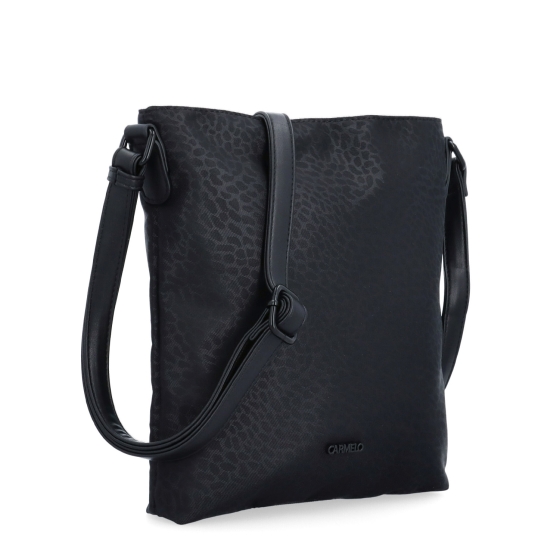Stylová dámská crossbody kabelka z nylonu Carmelo materiál nylon zapínání na zip barva černá velikost malá 6606 C LE