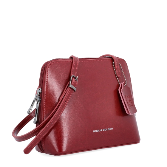 Kožená crossbody kabelka s promyšleným členěním Noelia Bolger materiál kůže zapínání na zip barva červená velikost malá NB 0115 TCV