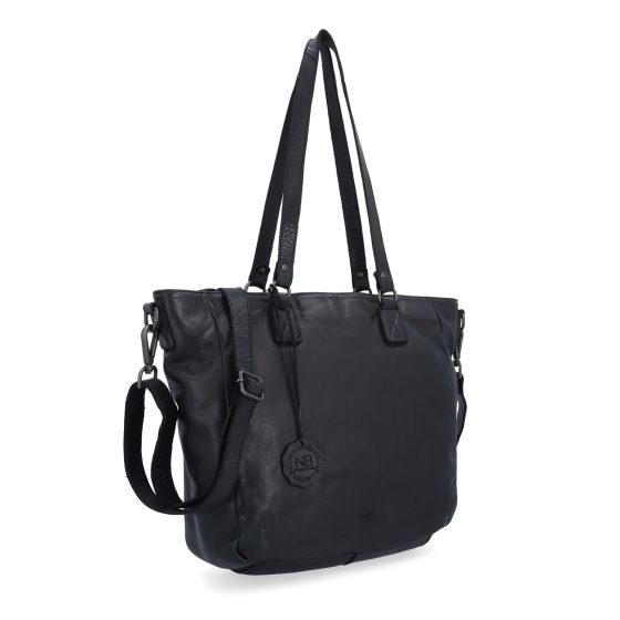 Prostorná shopper kabelka z pravé kůže Noelia Bolger materiál kůže zapínání na zip barva černá velikost střední NB 2427 C