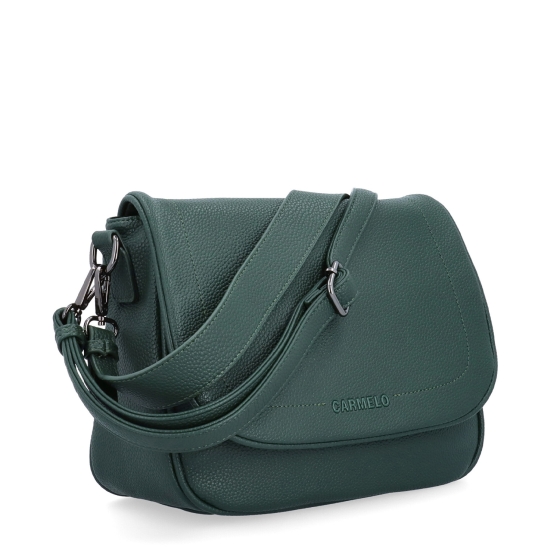 Dámská crossbody kabelka s jemnou strukturou Carmelo materiál syntetická kůže zapínání s klopou barva zelená velikost střední 4361 TZE