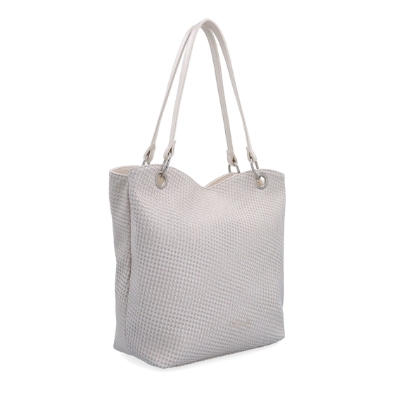 Praktická shopper kabelka s členěným interiérem Le Sands materiál syntetická kůže zapínání na zip barva béžová velikost velká 4619 K