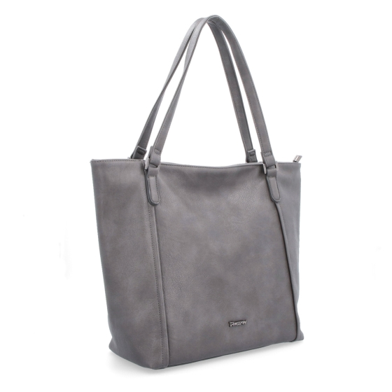Velká shopper kabelka s jemným prošitím Tangerin materiál syntetická kůže zapínání na zip barva šedá velikost velká 8024 TS